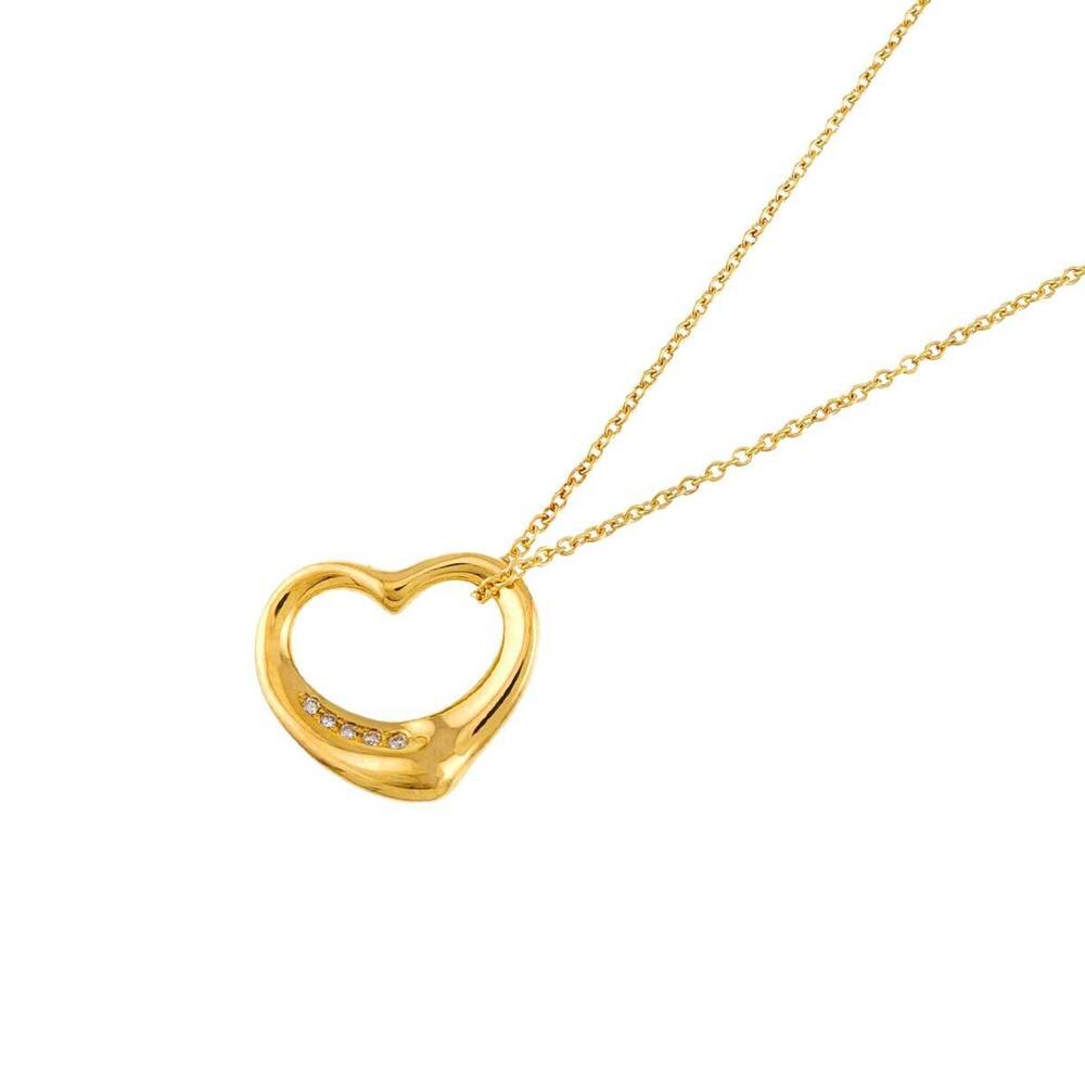 Tiffany & Co. Heart-shaped Diamond Necklace, 15mm Wide, 40cm, 18K Yellow Gold...